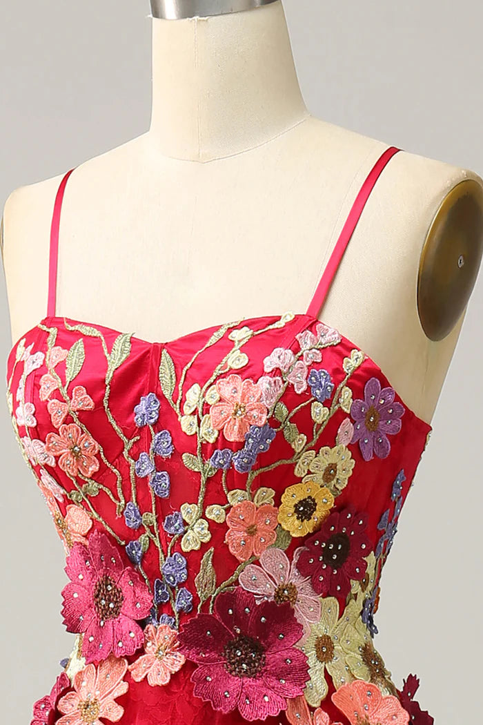 Weitese Dress A Line Spaghetti Straps Burgundy Long Party Dress With Appliques Prom Dress