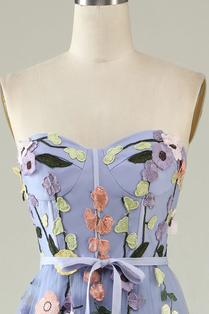 Weitese Dress A Line Sweetheart Lavender Long Party Dress With Appliques Prom Dress