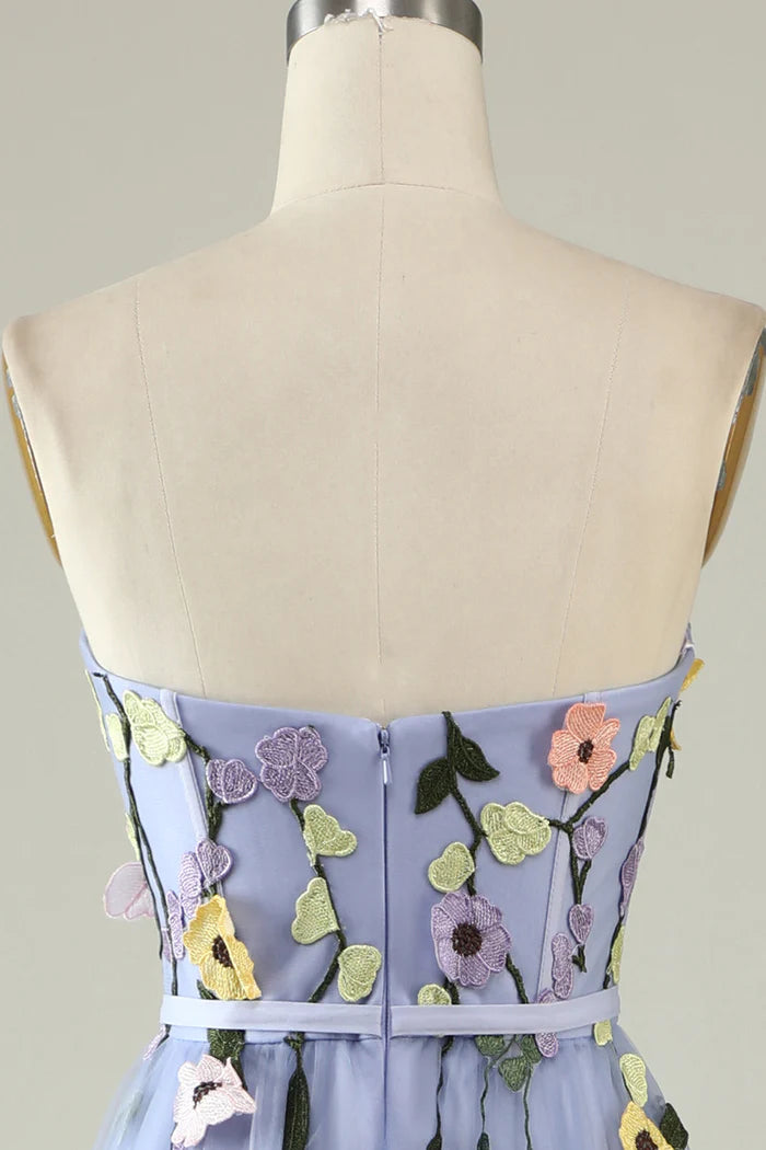 Weitese Dress A Line Sweetheart Lavender Long Party Dress With Appliques Prom Dress