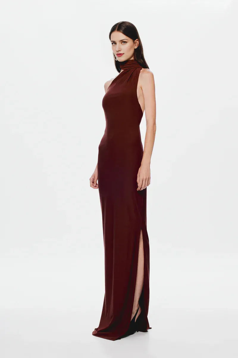 Robe Weitese à col asymétrique, robe longue sans manches, fourreau, couleur unie, robe de bal sexy dos nu 