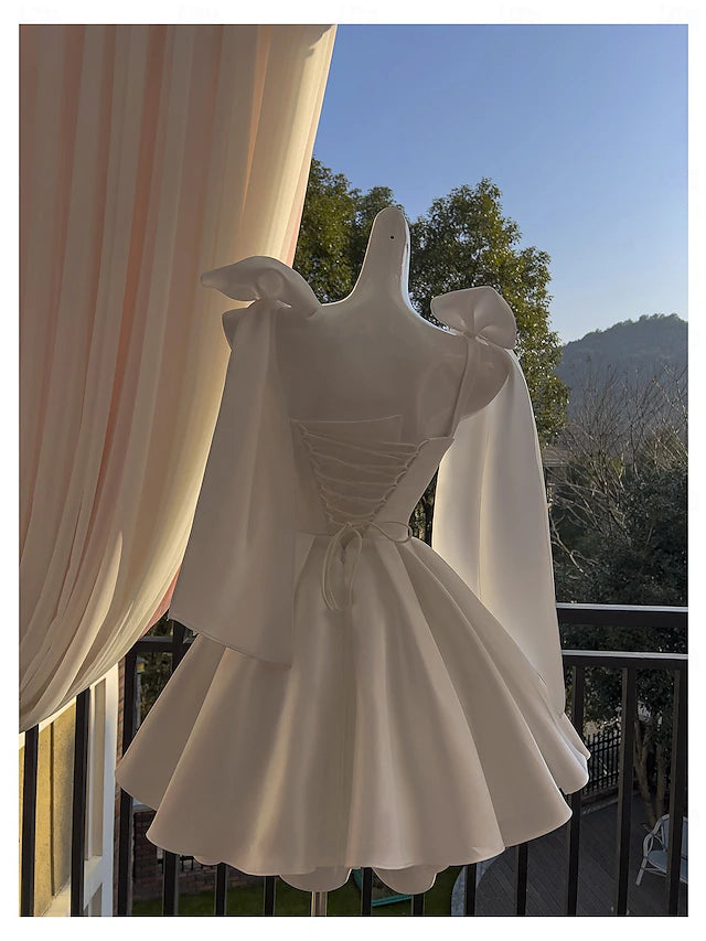 Weitese Dress Ball Gown Princess Dress Wedding Quinceanera Tea Length Sleeveless Spaghetti Strap With Bow(s) Pleats Homecoming Dress