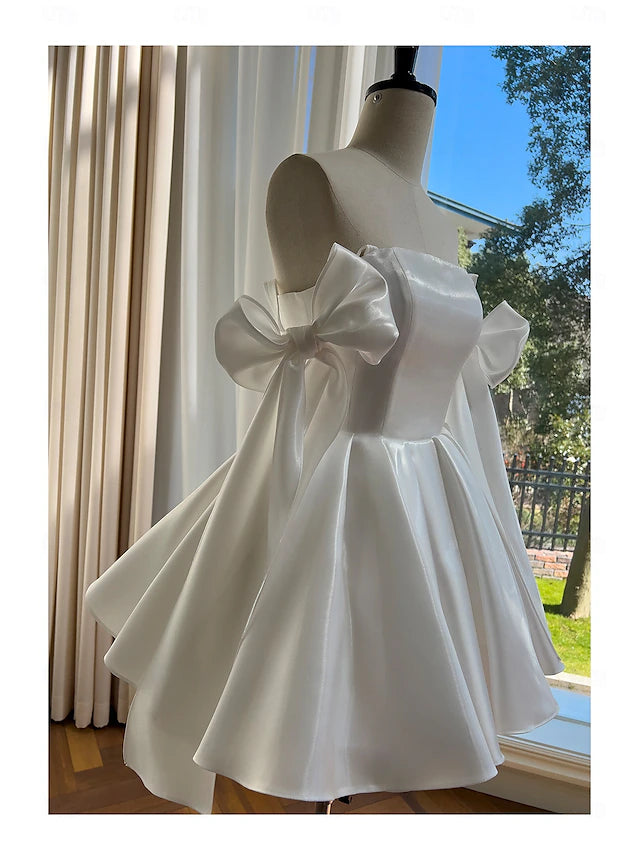 Weitese Dress Ball Gown Princess Dress Wedding Quinceanera Tea Length Sleeveless Spaghetti Strap With Bow(s) Pleats Homecoming Dress