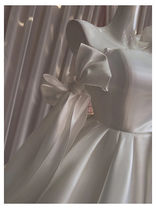 Weitese Dress Ball Gown Princess Dress Wedding Quinceanera Tea Length Sleeveless Spaghetti Strap With Bow(s) Pleats Homecoming Dress