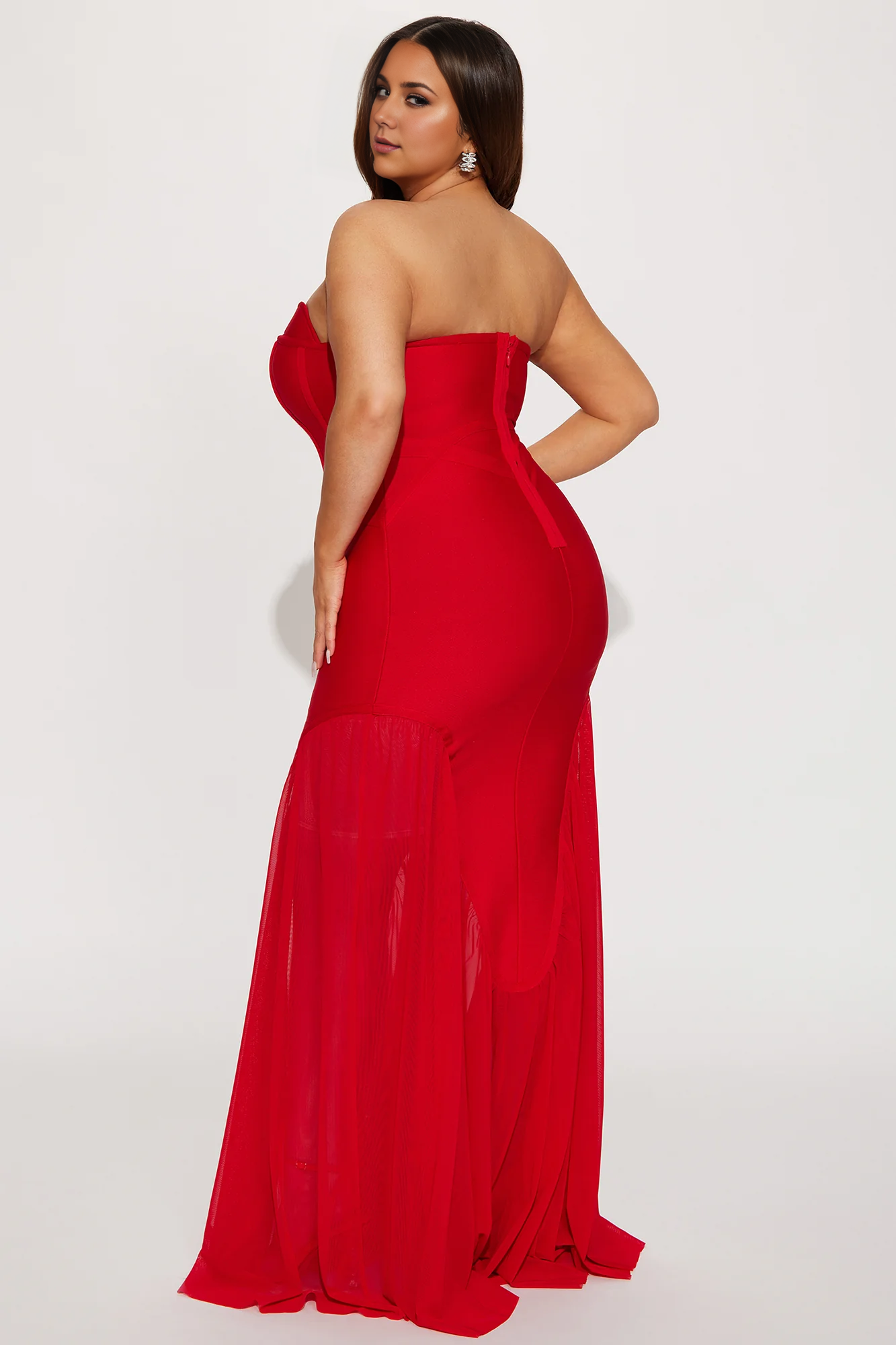 Weitese Dress Bandage Gown Red Off-the-Shoulder Long Floor Length Red Sleeveless Party Dress