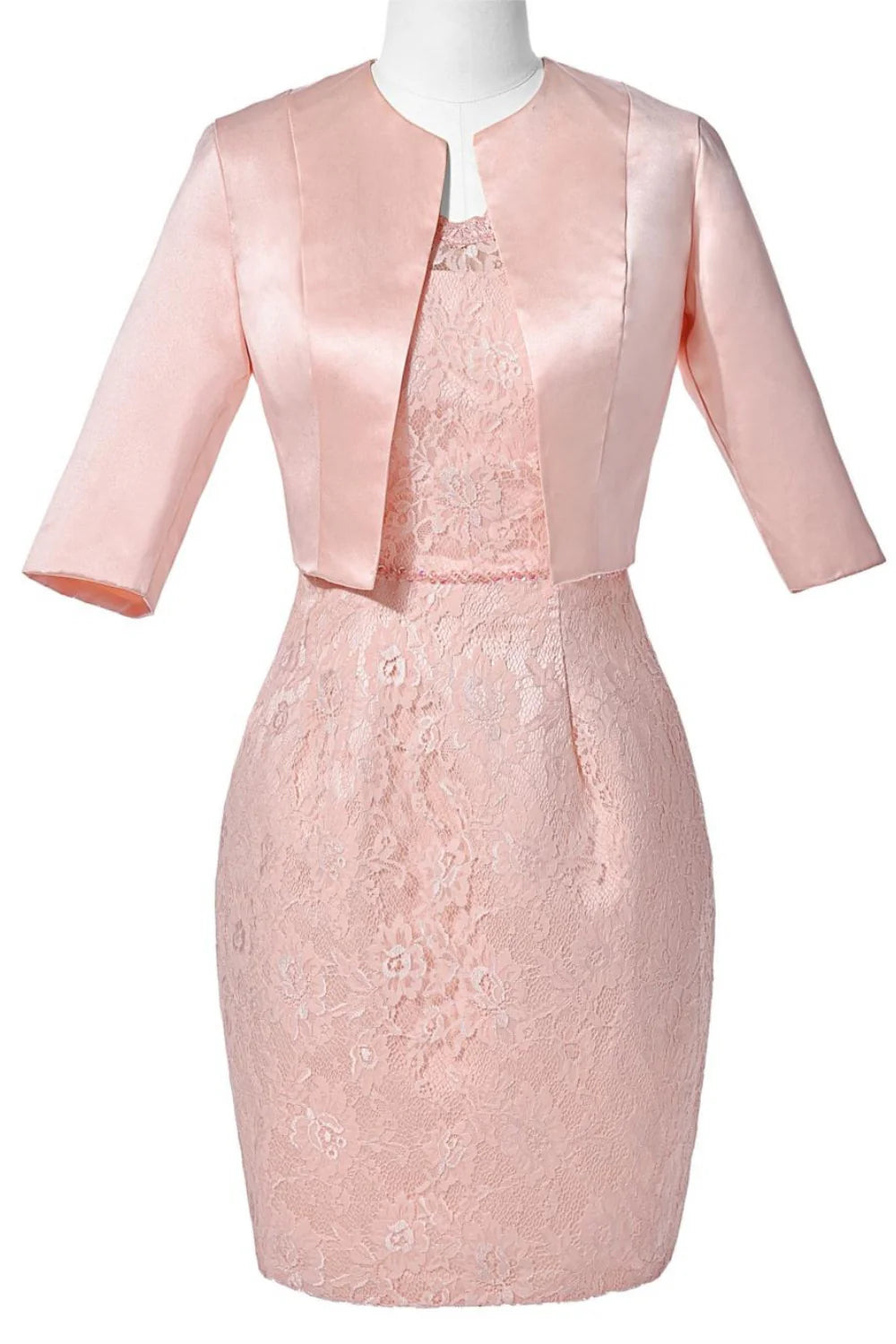 Weitese Dress Beautiful Fitted Pink Half Sleeve Lace With Jacket Mother of the Bride Dress
