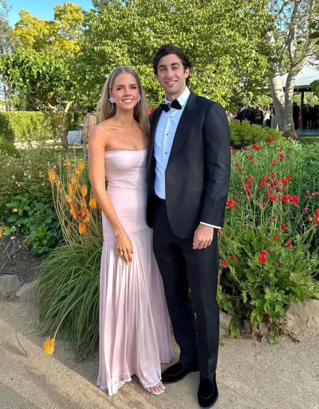 Weitese Dress Beautiful Mermaid Strapless Neckline Pink Long Chiffon Party Dresses Prom Dress