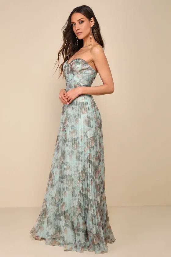 Robe Weitese Magnifique robe longue ivoire à imprimé floral multicolore Robe de soirée trapèze sans manches à col en cœur Robe de bal 