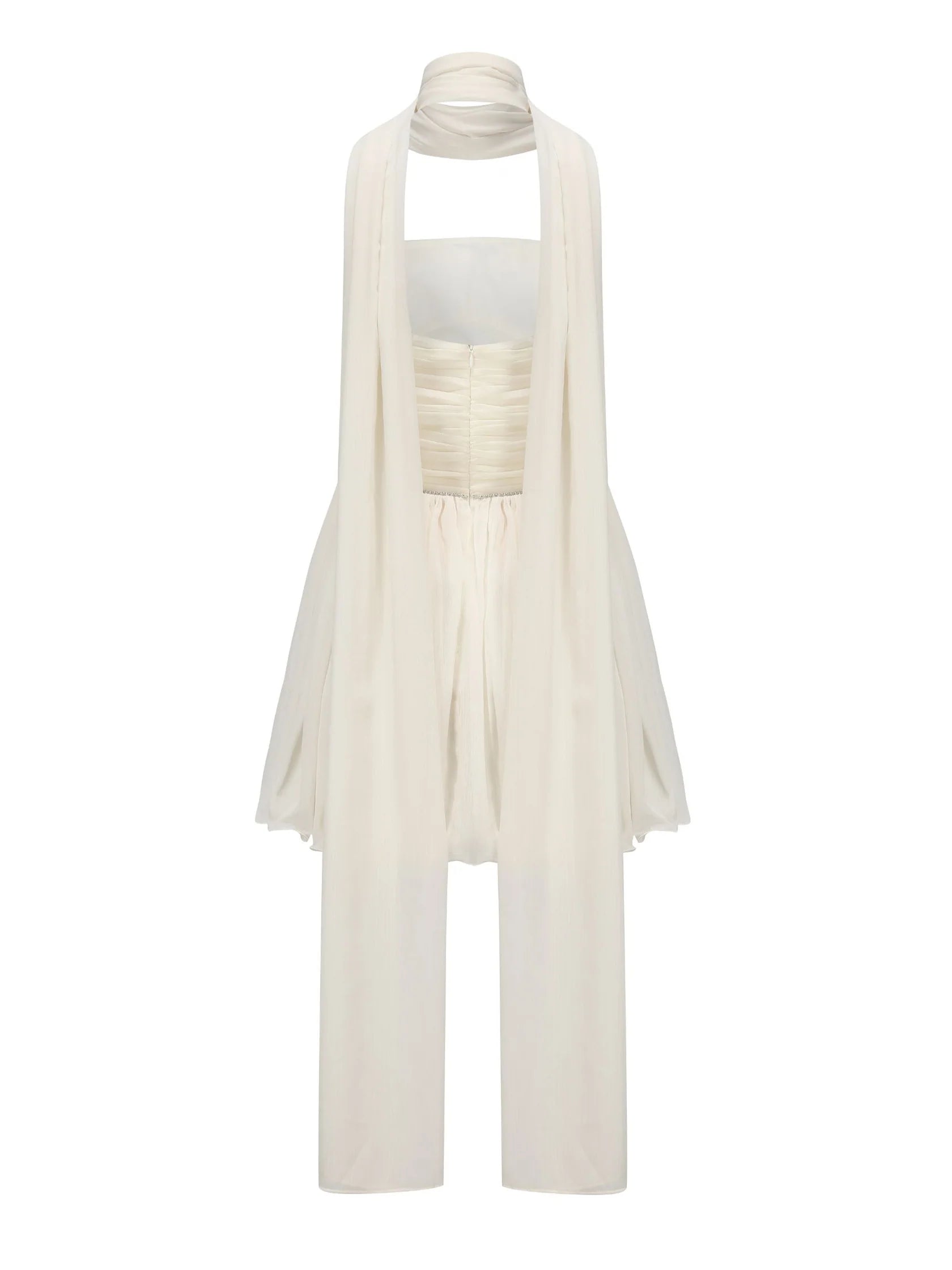 Weitese Dress Beautiful Strapless A-line Sleeveless Homecoming Dress Open Back Blue Mini Dress With Scarf