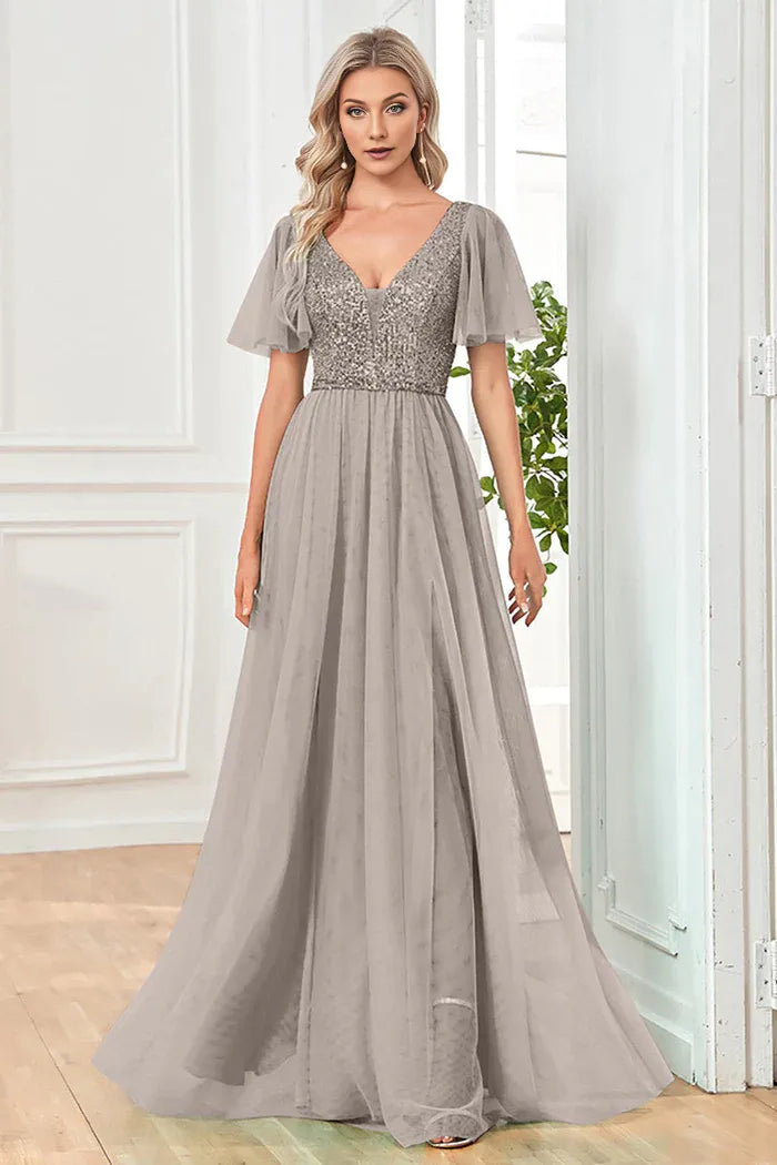 Robe Weitese noire trapèze, col en V, robe de soirée longue sans manches avec paillettes, robe de bal 