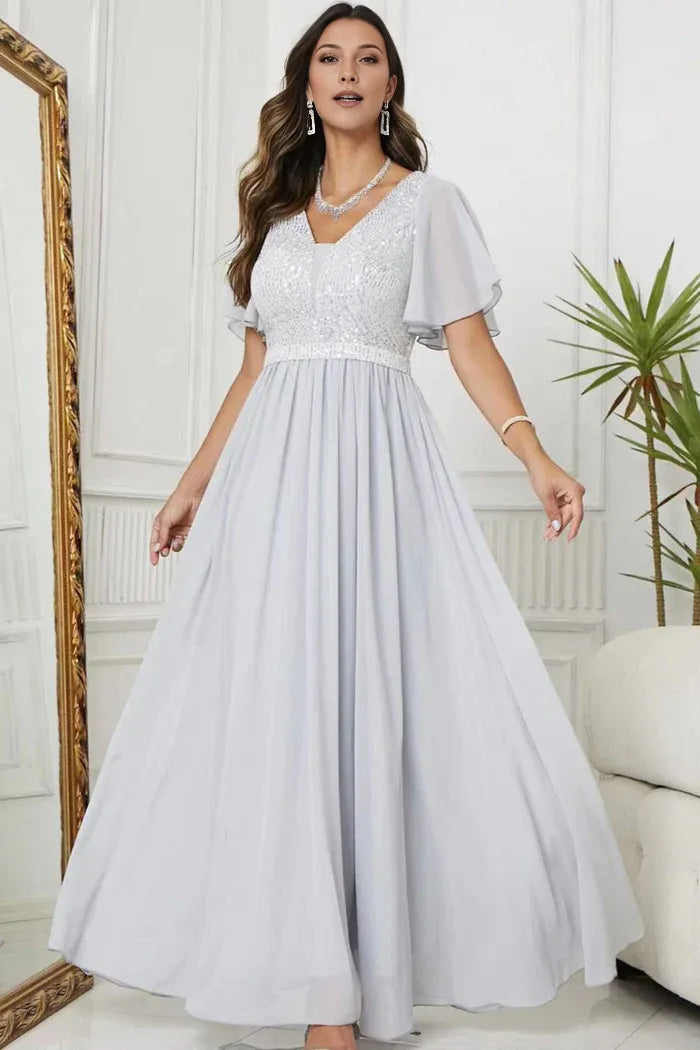 Robe Weitese noire trapèze, col en V, robe de soirée longue sans manches avec paillettes, robe de bal 