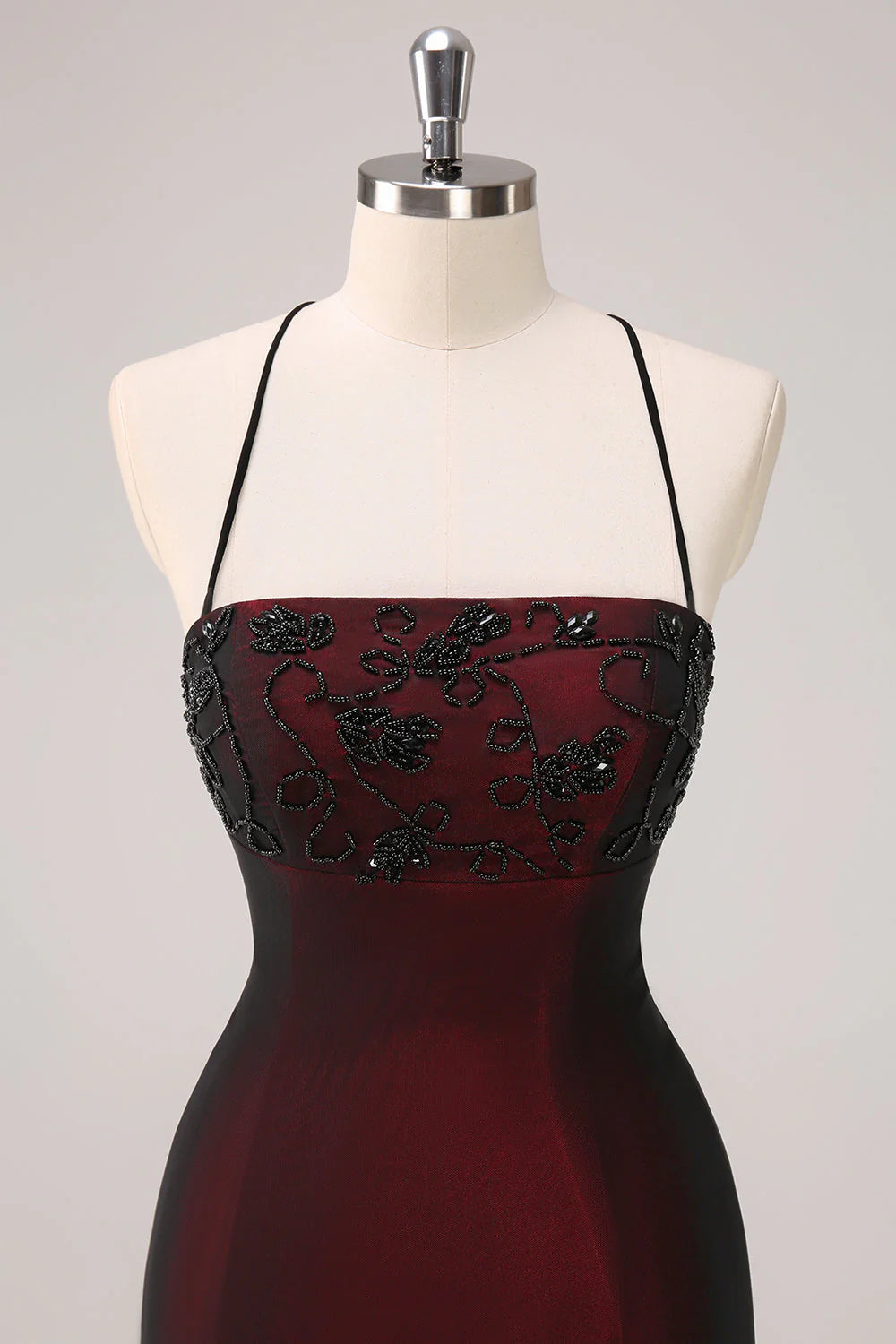 Weitese Dress Black Red Spaghetti Straps Backless Mermaid Bridesmaid Dress with Beading Prom Dress