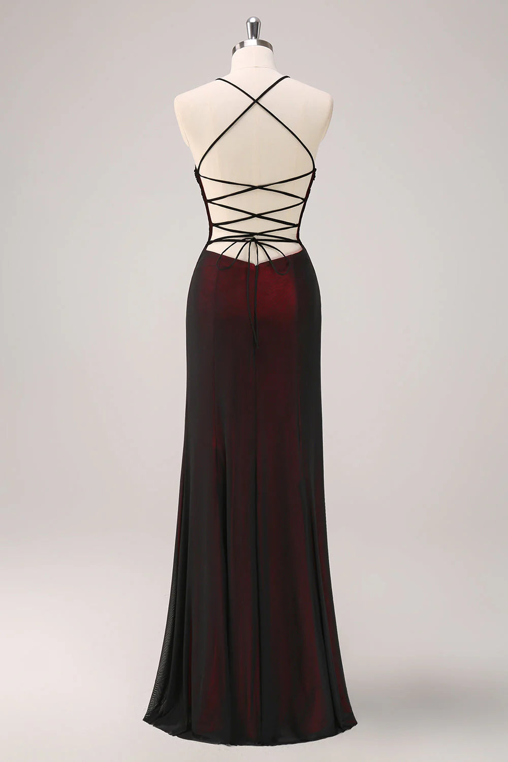 Weitese Dress Black Red Spaghetti Straps Backless Mermaid Bridesmaid Dress with Beading Prom Dress