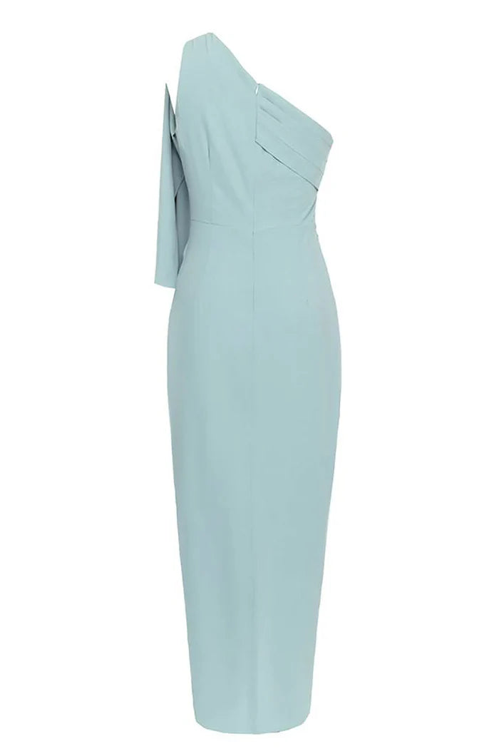 Weitese Dress Blue One Shoulder Bodycon Long Formal Dress With Slit Prom Dress