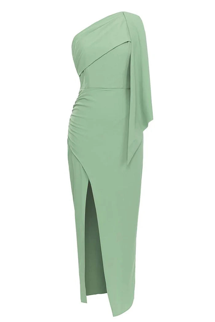 Weitese Dress Blue One Shoulder Bodycon Long Formal Dress With Slit Prom Dress