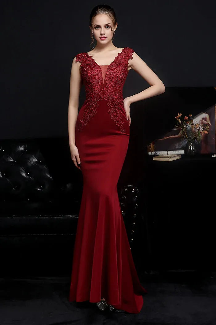 Weitese Dress Blush Mermaid Mermaid/Trumpet  Maxi Dress Sleeveless With Appliques Prom Dress