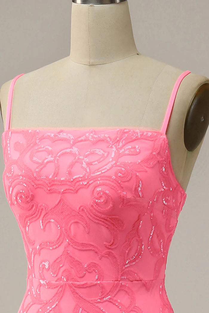 Vestido Weitese color rubor con tirantes finos y lentejuelas, vestido largo estilo sirena, vestido de fiesta sin mangas, color liso, vestido de fiesta de moda 