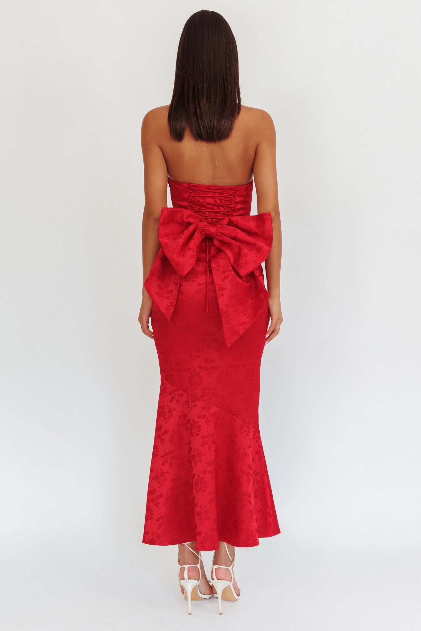 Weitese Dress Bow Back Maxi Dress Pink Mermaid/Trumpet Backless Elegant Ankle-Length Prom Dress