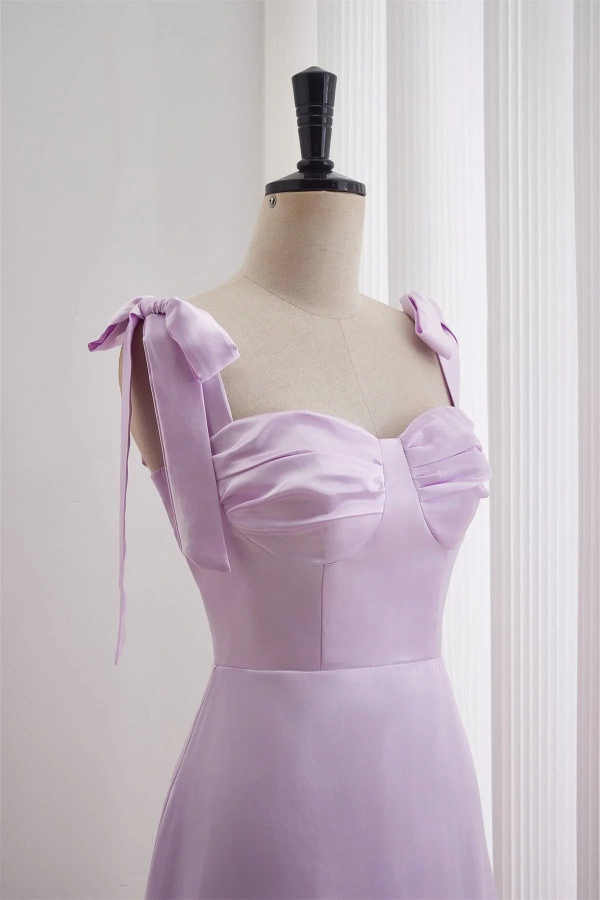 Weitese Dress Bow Tie Lavender Ruched A-line Short Dress Homecoming Dress