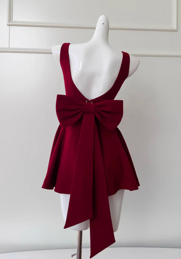 Weitese Dress Burgundy A-line Knee Length Spaghetti Strap Short Prom Dress Homecoming Dress