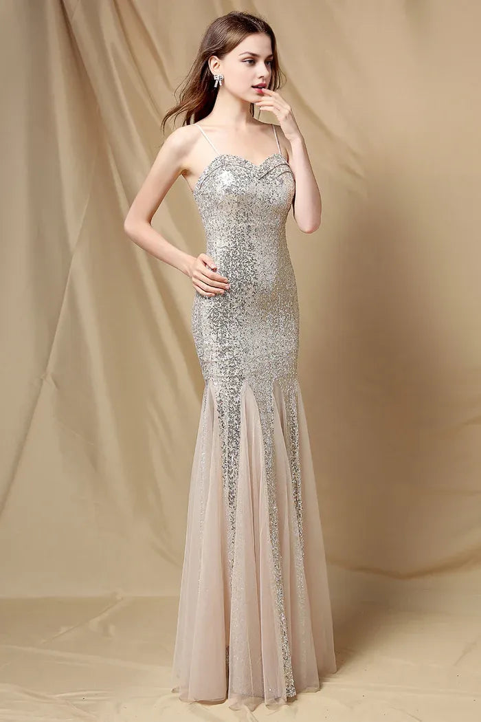 Robe Weitese bordeaux sirène à paillettes, robe de soirée à bretelles spaghetti, robe de bal sans manches