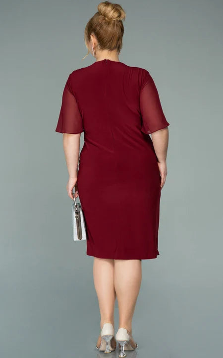 Robe Weitese décontractée empire grande taille, demi-manches, en mousseline, crayon, froncée, pour mère de la mariée, grande taille 