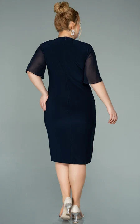 Robe Weitese décontractée empire grande taille, demi-manches, en mousseline, crayon, froncée, pour mère de la mariée, grande taille 