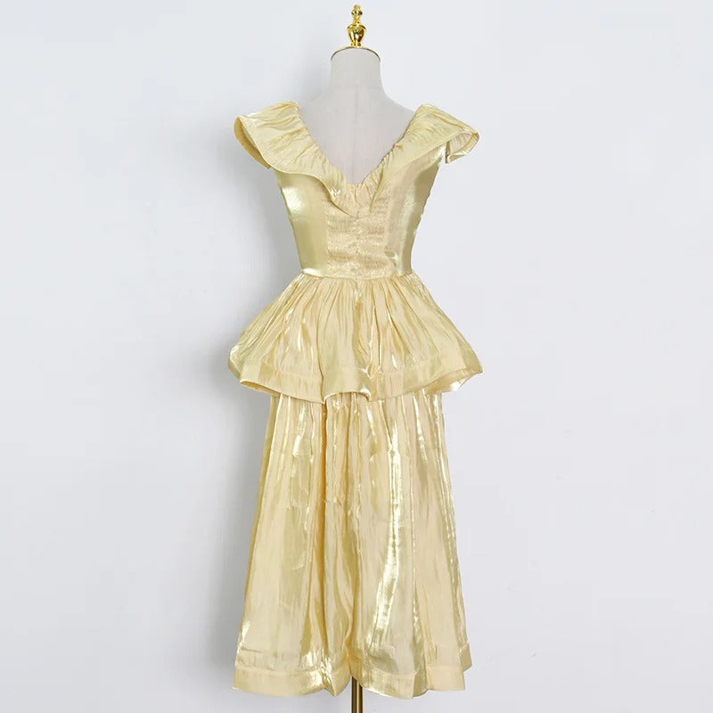 Robe Weitese décontractée rose, col en V, sans manches, taille haute, patchwork, volants, froncée, slim, mi-longue, robe de bal d'été pour femme 