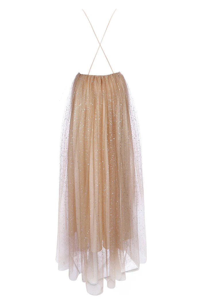 Weitese Dress Champagne Sparkly Plunging Deep V-neck Prom Dress With Sequins