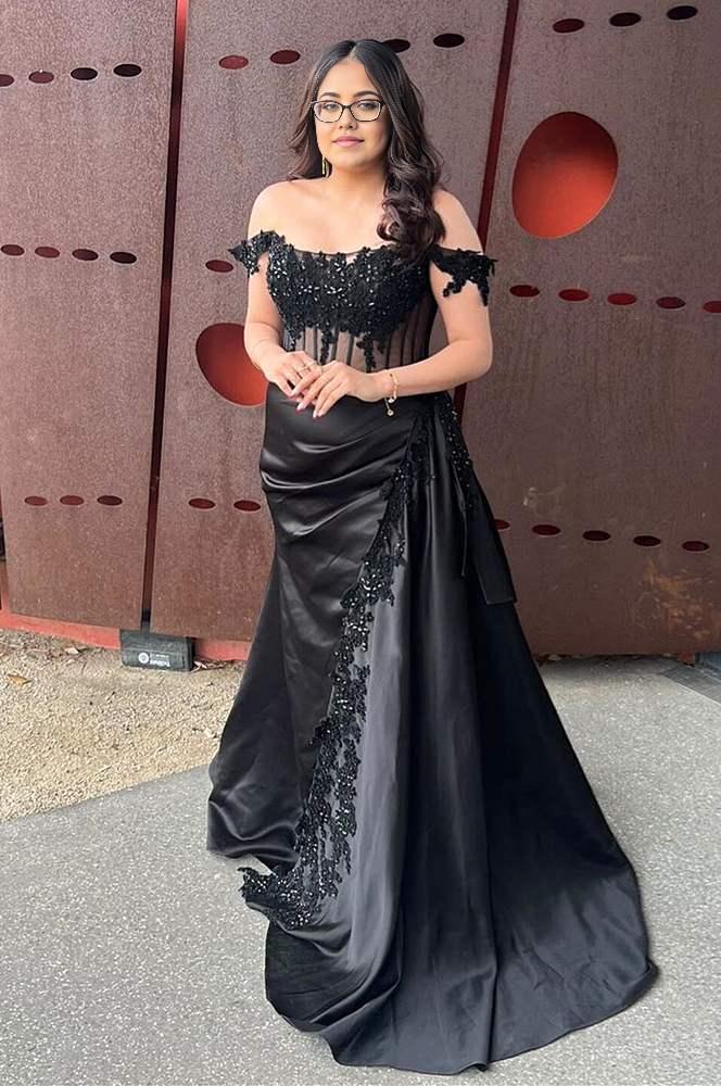 Robe de bal sirène Weitese charmante en satin vert à épaules dénudées et fente sexy 