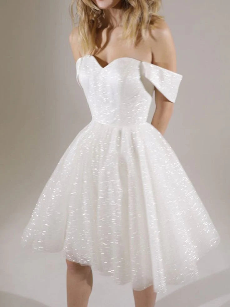 Weitese Dress Charming White Sweetheart Short Prom Dress Elegant Homecoming Dress Party Dress