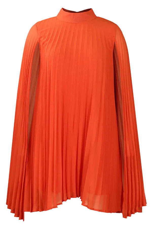 Weitese Dress Chic High-Neck Yellow Mini Cocktail Party Dress Long Sleeves Pleats Homecoming Dress