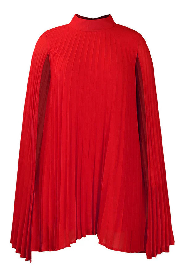 Weitese Dress Chic High-Neck Yellow Mini Cocktail Party Dress Long Sleeves Pleats Homecoming Dress