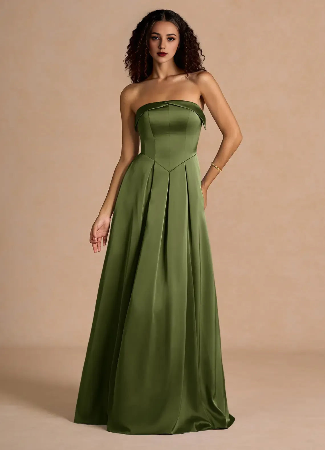 Weitese Dress Classic Off-the-Shoulder Elegant Maxi Dress Prom Dress Modern Satin A-Line Pleats Evening Dress