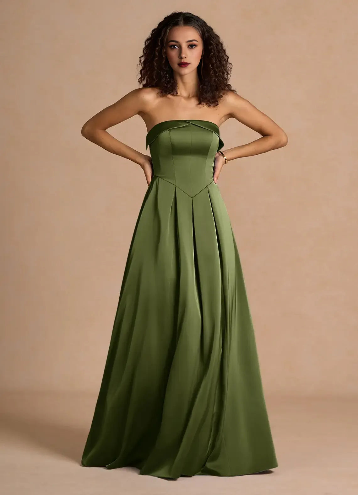 Vestido Weitese clásico con hombros descubiertos, elegante, largo, para fiesta, moderno, de satén, corte A, plisado, para noche. 