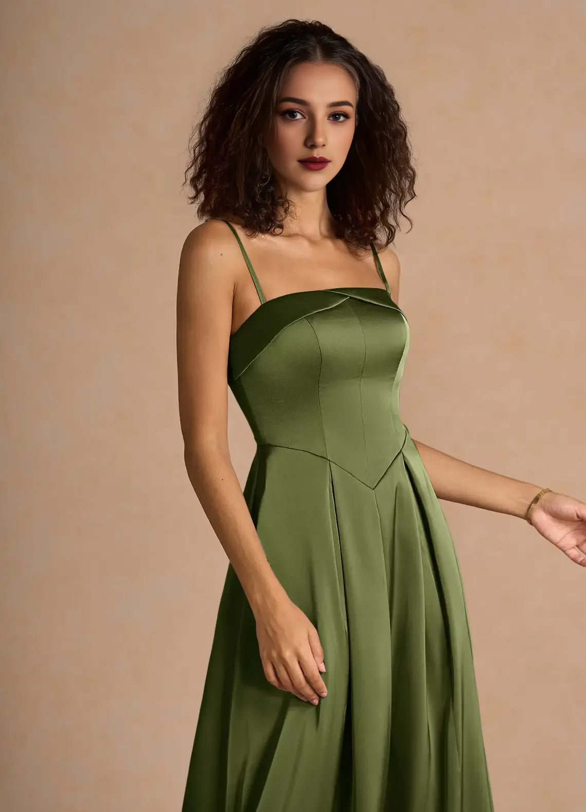 Vestido Weitese clásico con hombros descubiertos, elegante, largo, para fiesta, moderno, de satén, corte A, plisado, para noche. 