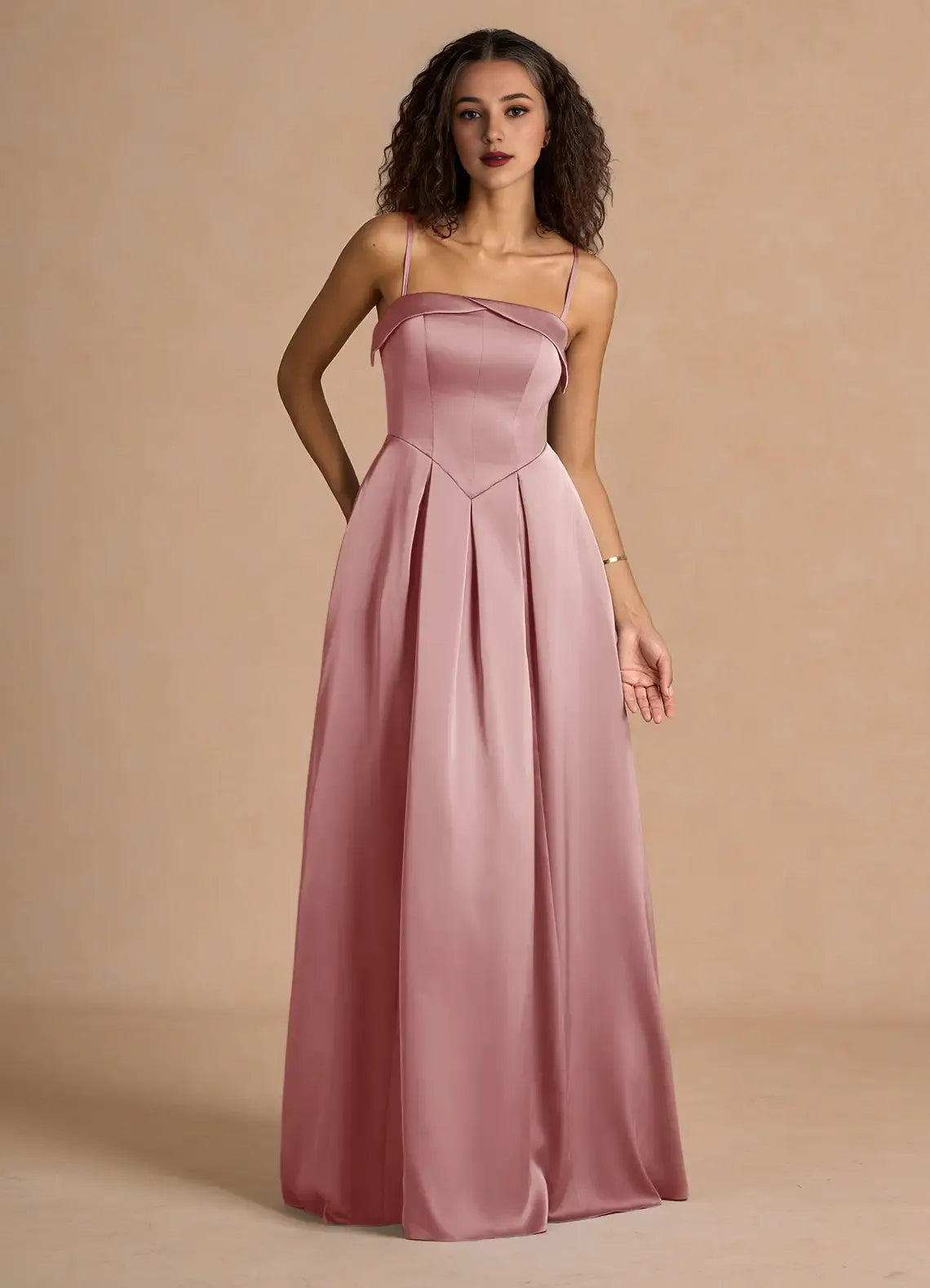Vestido Weitese clásico con hombros descubiertos, elegante, largo, para fiesta, moderno, de satén, corte A, plisado, para noche. 