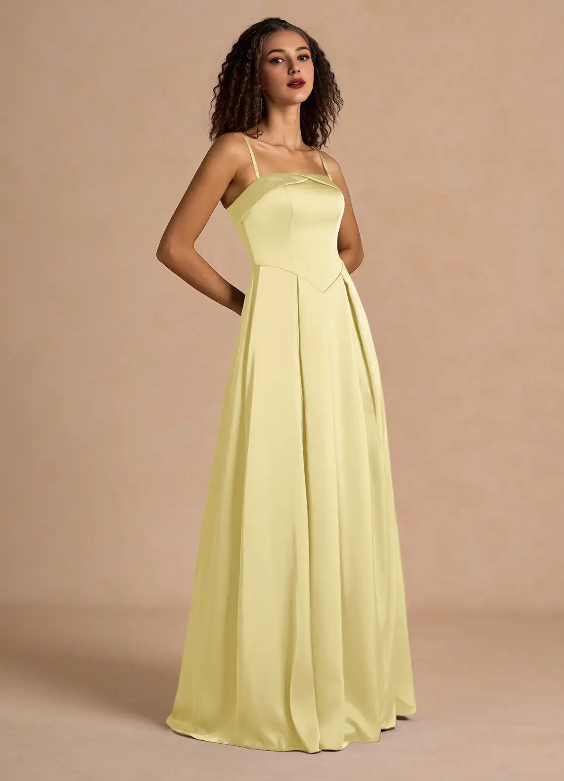Vestido Weitese clásico con hombros descubiertos, elegante, largo, para fiesta, moderno, de satén, corte A, plisado, para noche. 