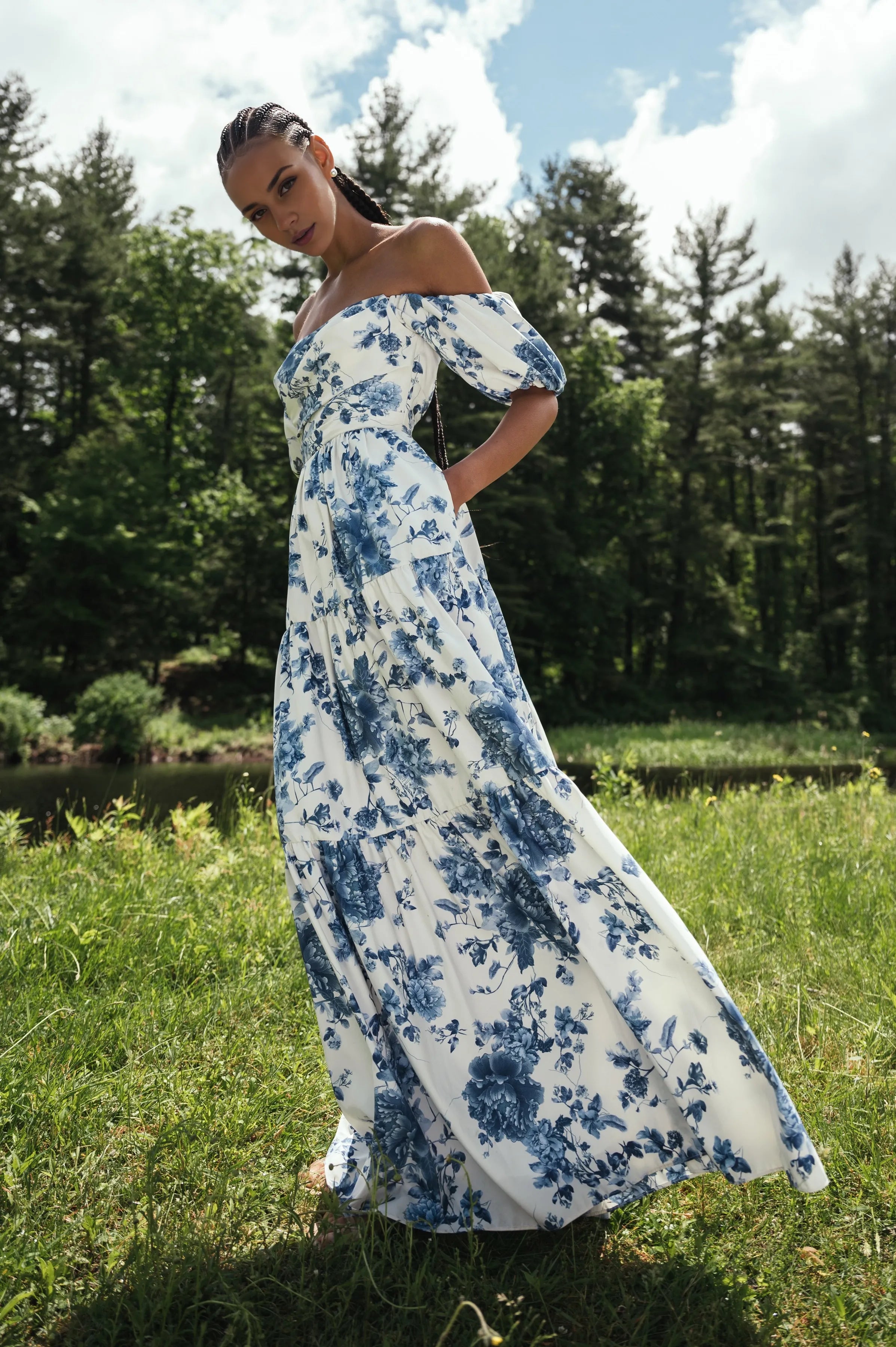 Robe Weitese classique à manches bouffantes, col bustier, bretelles spaghetti, robe de soirée, robe de demoiselle d'honneur, coupe trapèze, longueur au sol, fermeture éclair dans le dos 