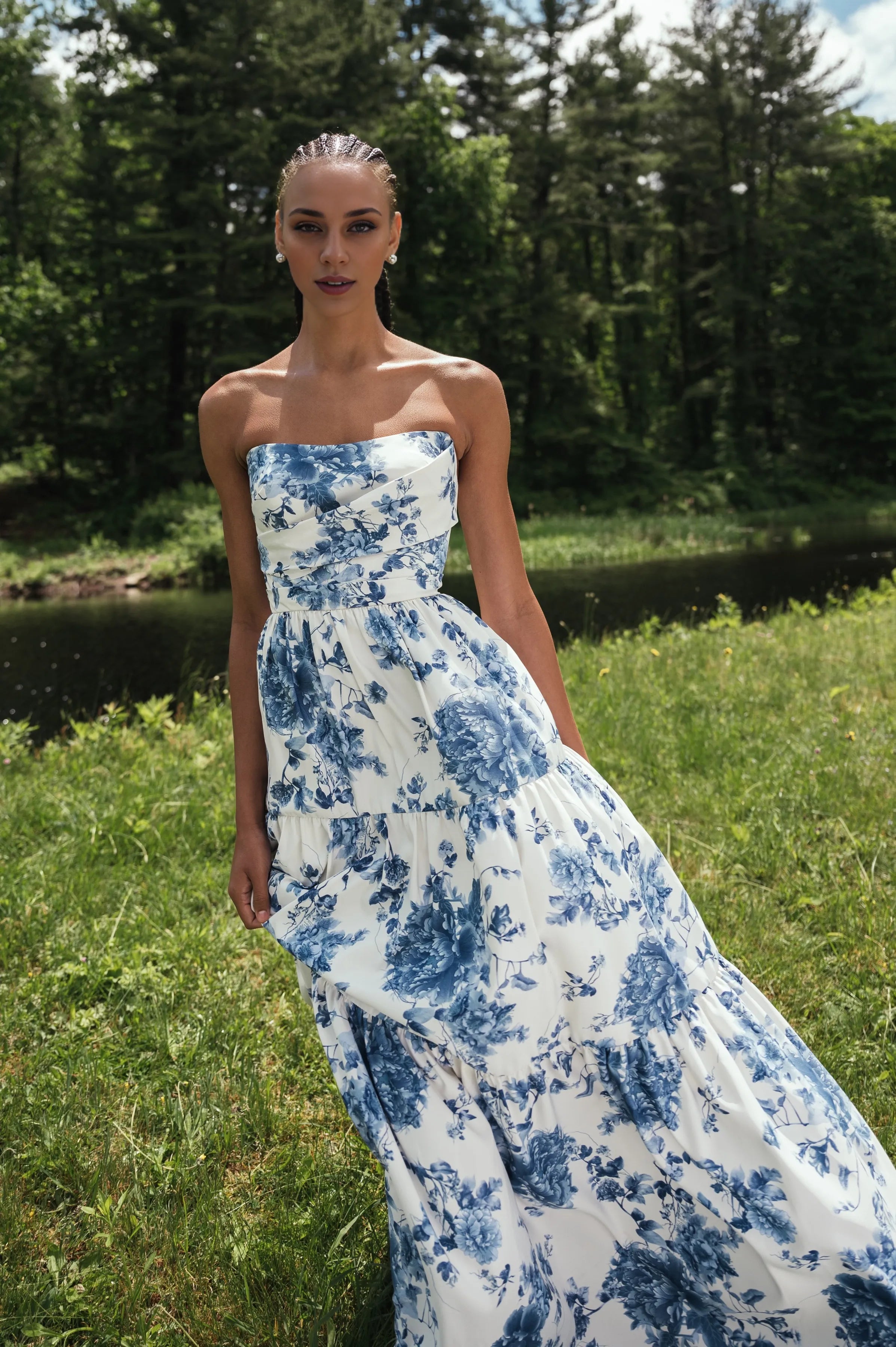 Robe Weitese classique à manches bouffantes, col bustier, bretelles spaghetti, robe de soirée, robe de demoiselle d'honneur, coupe trapèze, longueur au sol, fermeture éclair dans le dos 