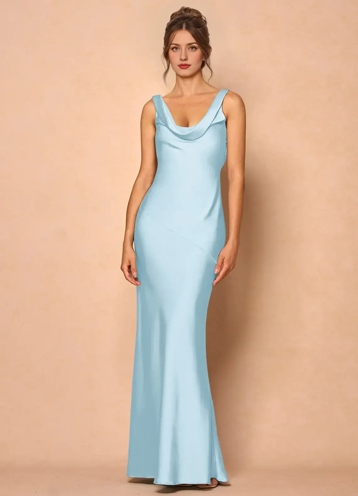 Weitese Dress Cowl Neck Elegant Sleeveless Mermaid Maxi Dress Prom Dress Simple Satin Backless Lemon Evening Dress