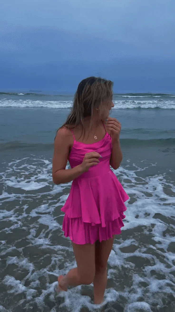 Weitese Dress Cute Satin Short Mini Cocktail Dresses Simple Party Dress Lace Up Homecoming Dress