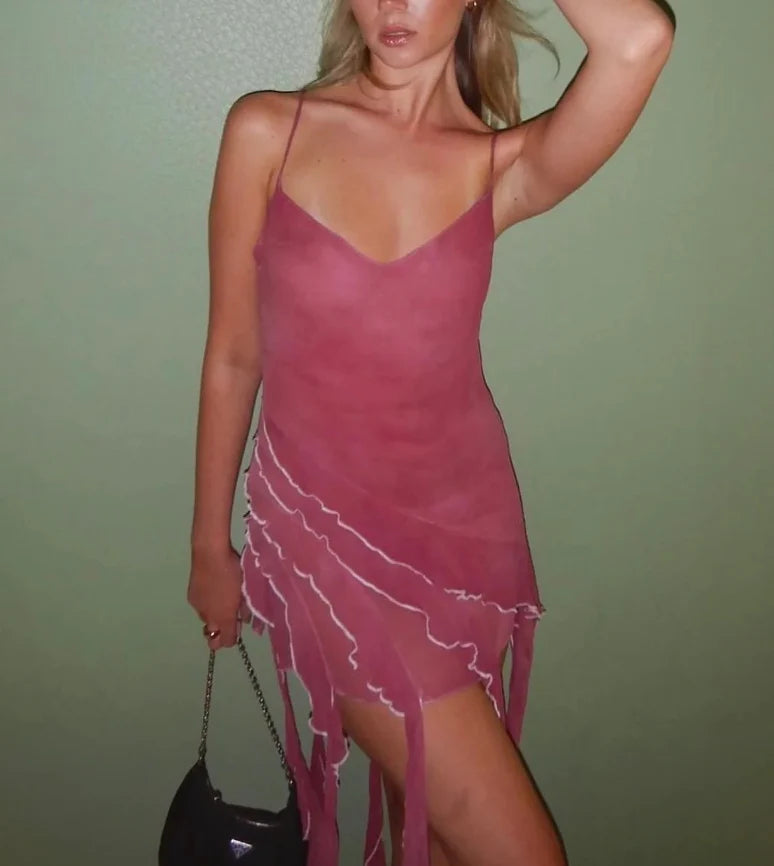 Weitese Dress Cute Sheath Spaghetti Strap Ruffle Chiffon Short Homecoming Dress Birthday Dress Party Dress