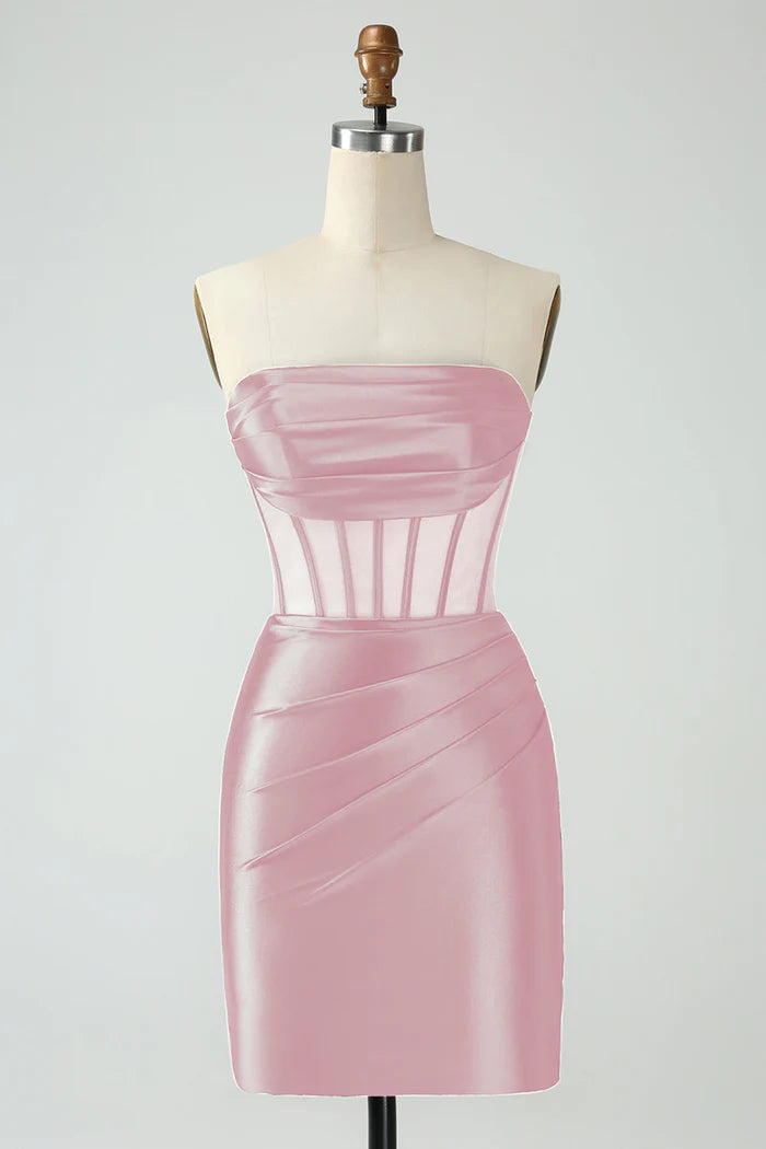 Weitese Dress Dark Green Corset Strapless Bodycon Homecoming Dress Sleeveless Party Dress