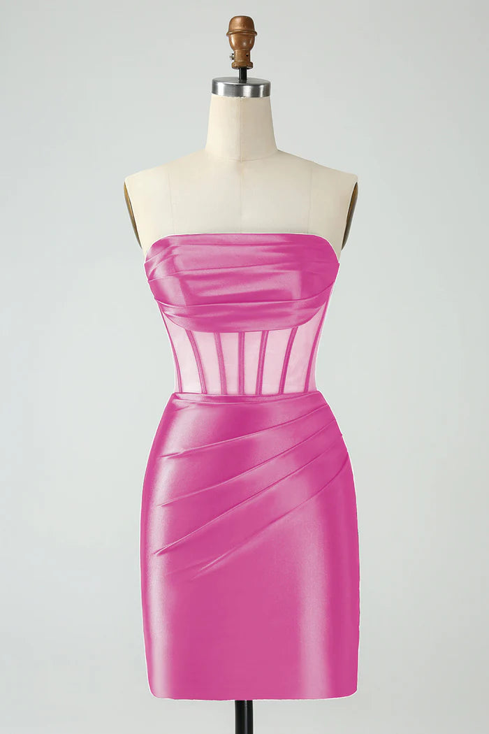 Weitese Dress Dark Green Corset Strapless Bodycon Homecoming Dress Sleeveless Party Dress