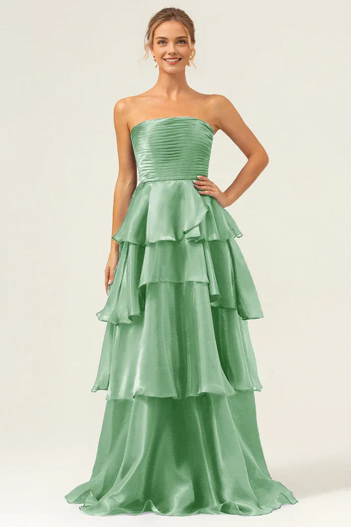 Robe Weitese bleu marine foncé, coupe trapèze, sans bretelles, en satin, à volants, robe de bal, maxi, sans manches, plissée, robe de soirée 