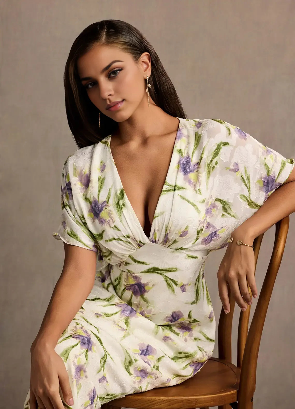 Vestido Weitese con escote en V profundo, mangas cortas, romántico, estampado floral, vestido de noche largo hasta el suelo, vestido de fiesta de cobertura total 