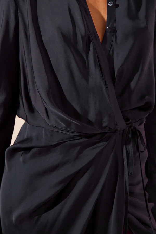 Weitese Dress Draped Shirt Maxi Dress V Neck Long Sleeves Aegean Blue Ankle Length Party Dress Evening Dress