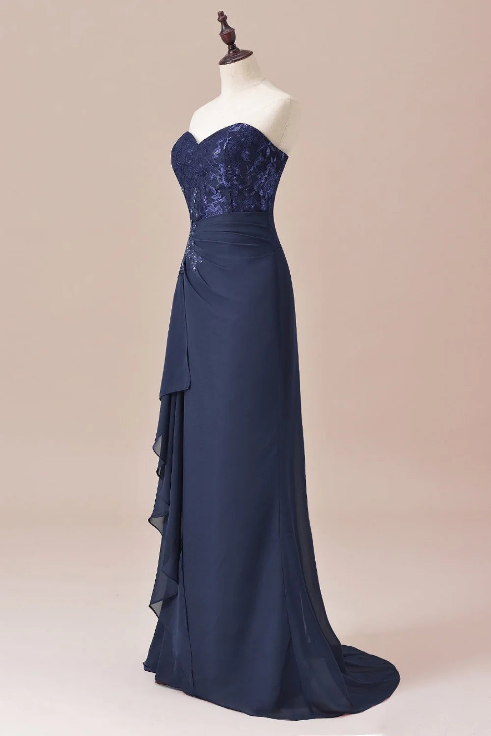 Weitese Dress Dusk Blue Sweetheart Chiffon Lace Applique Ruffle Mother of the Bride Dress With Jacket