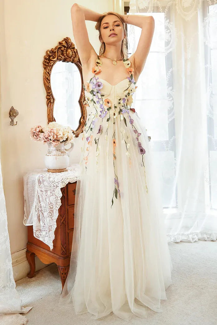 Weitese Dress Elegant A Line Champagne Plus Size Party Dress With Appliques Prom Dress