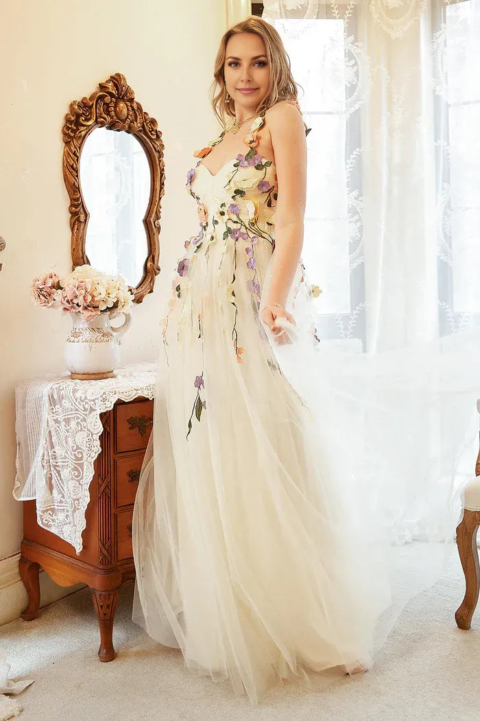 Weitese Dress Elegant A Line Champagne Plus Size Party Dress With Appliques Prom Dress